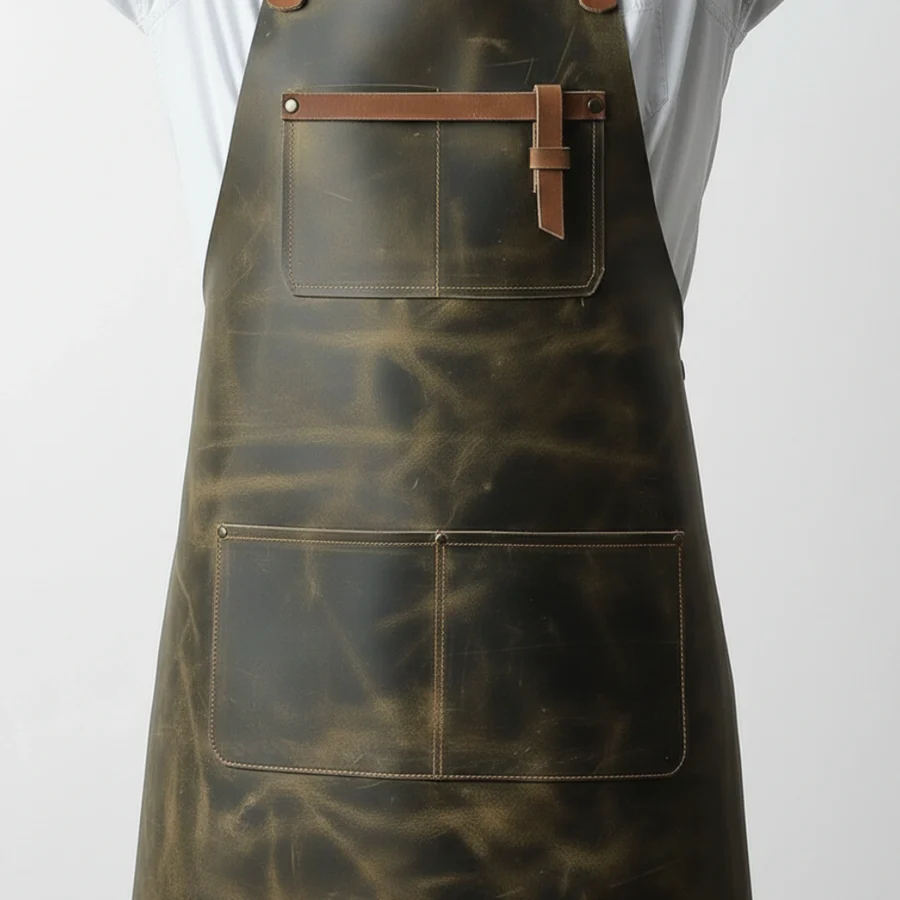 Superlative BBQ Leather Apron with Adjustable Straps & Front Pockets - Image 2