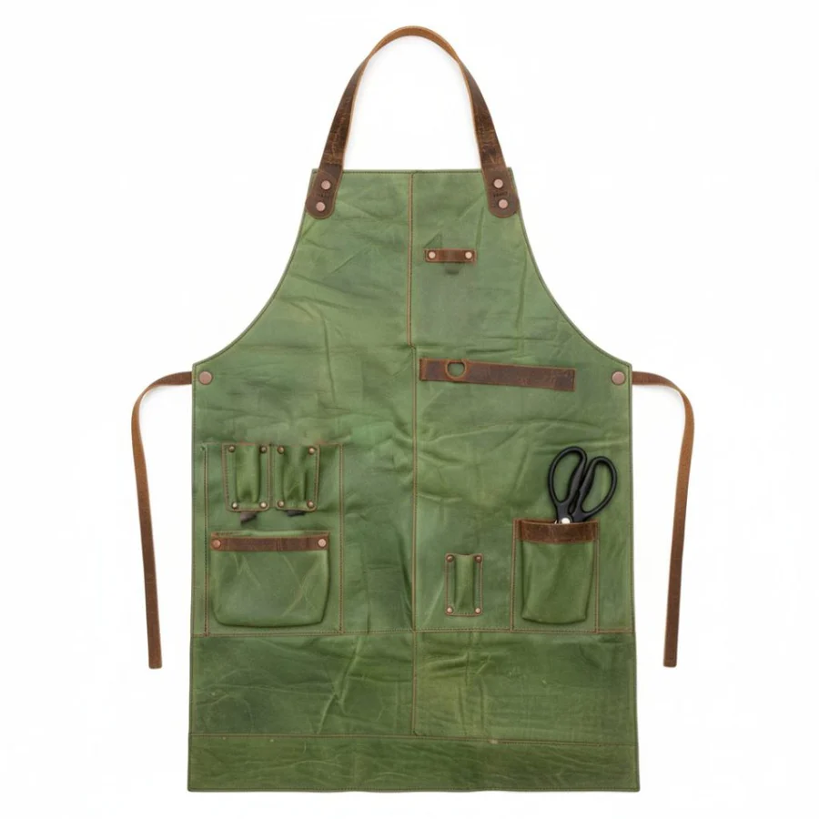 Bloom Belt Leather Garden Apron - Genuine Cowhide with Adjustable Straps and Multiple Pockets - Image 3