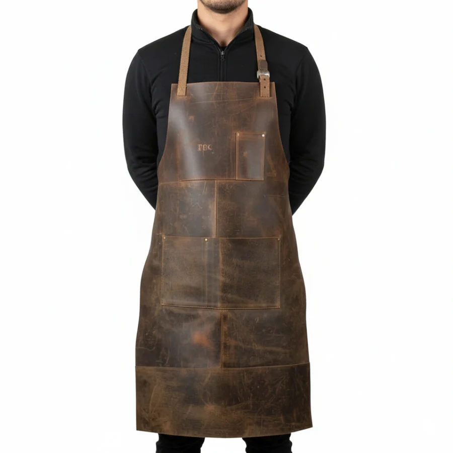 Iron Shield Welders Leather Apron with Adjustable Straps & Tool Pockets - Image 2