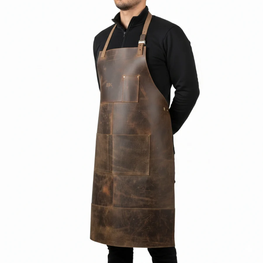 Iron Shield Welders Leather Apron with Adjustable Straps & Tool Pockets - Image 5
