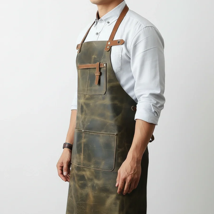 Superlative BBQ Leather Apron with Adjustable Straps & Front Pockets - Image 4