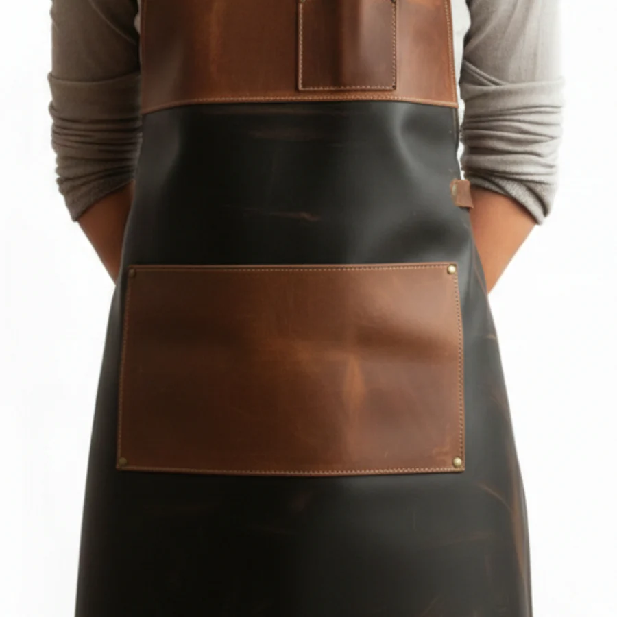 TrimTailor Barber Leather Apron with Adjustable Straps & Front Tool Pockets - Image 3