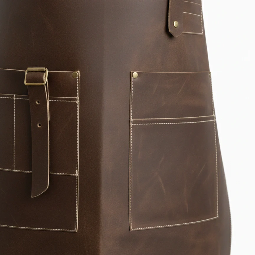 Trim Master Barber Leather Apron with Adjustable Straps & Front Tool Pockets - Image 2