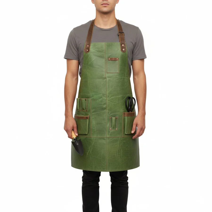 Bloom Belt Leather Garden Apron - Genuine Cowhide with Adjustable Straps and Multiple Pockets - Image 5