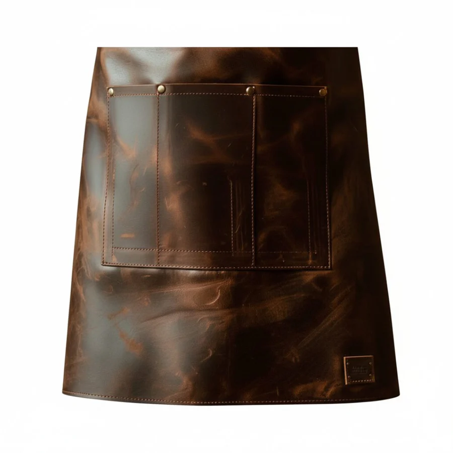 Professional Bartender Leather Apron - Genuine Cowhide with Adjustable Straps and Tool Pockets - Image 2