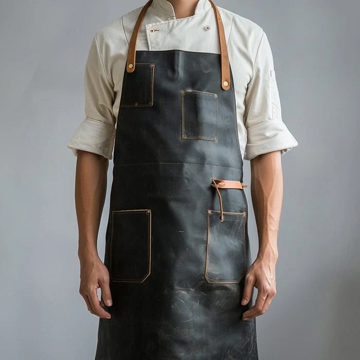 BBQ and Grilling Leather Apron - Cowhide with Heat Protection and Tool Pockets - Image 4