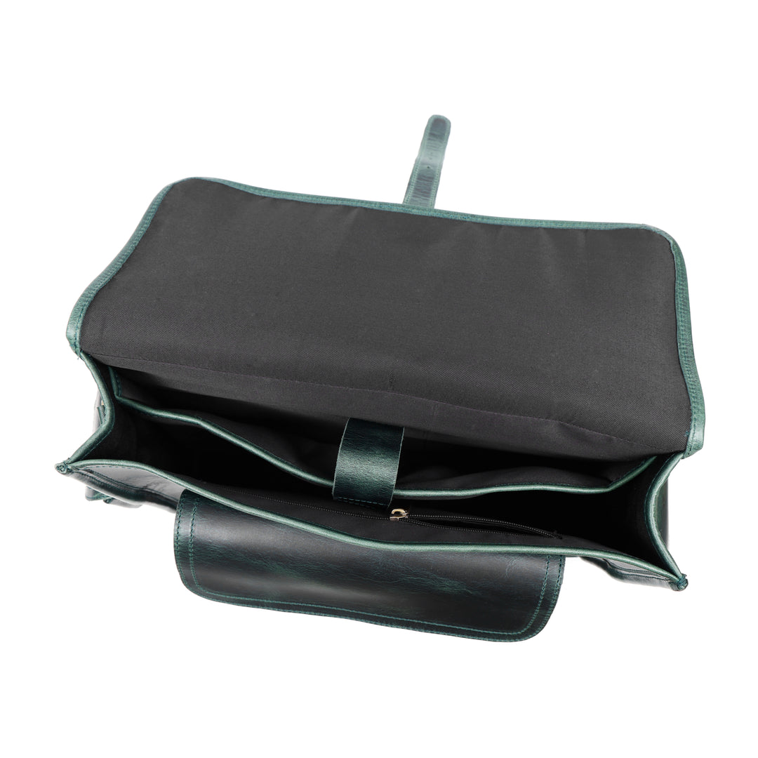 Ember Green Leather Messenger Bag for Men - Image 5