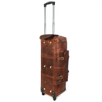 Cyrus Buffalo Leather Duffel Bag with Wheels - Image 7
