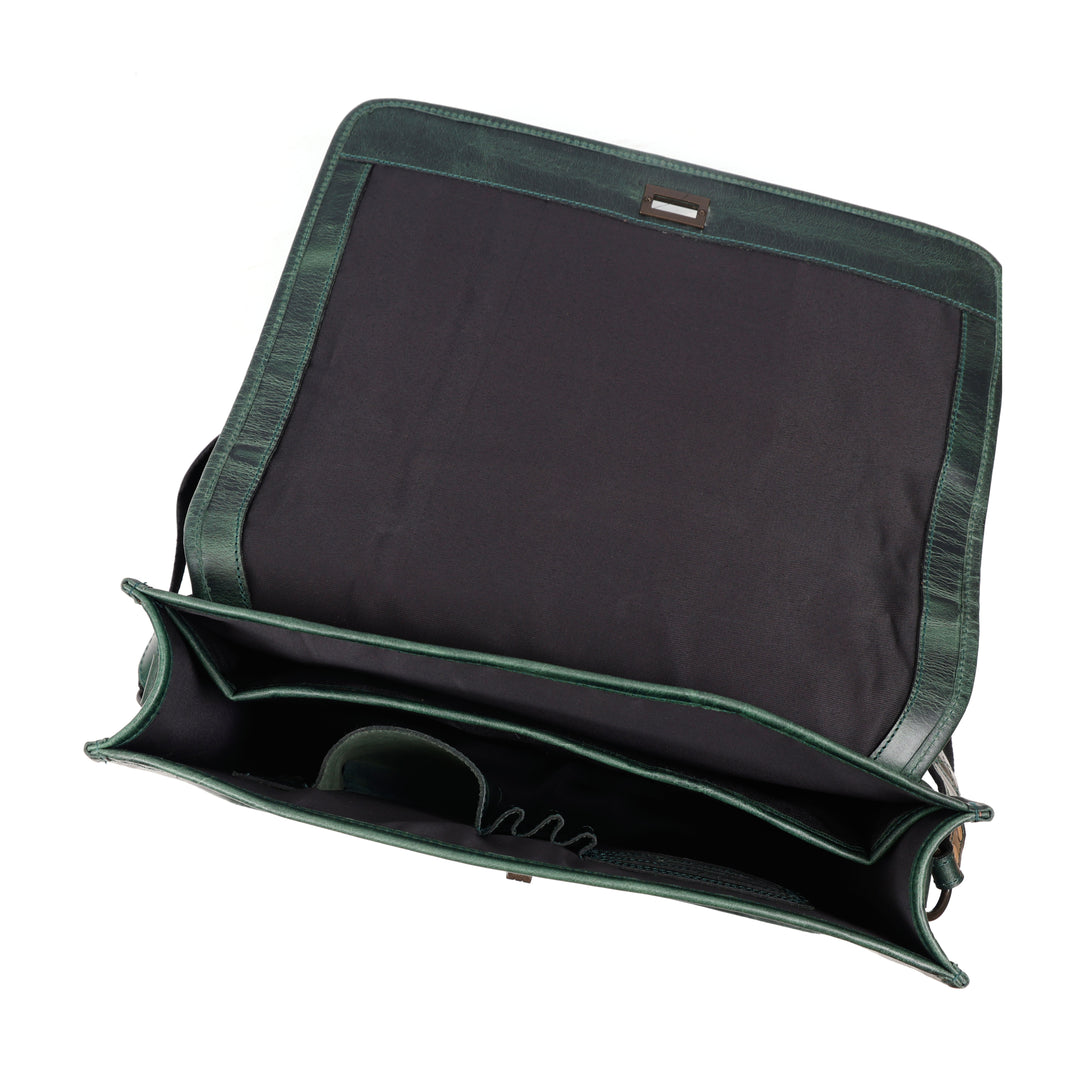 Parker Green Leather Messenger Bag for Men - Image 6