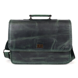 Parker Green Leather Messenger Bag for Men