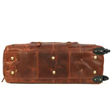 Cyrus Buffalo Leather Duffel Bag with Wheels - Image 6