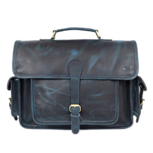 Ember Blue Leather Messenger Bag for Men