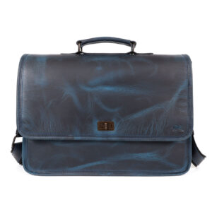 Parker Blue Leather Messenger Bag for Men