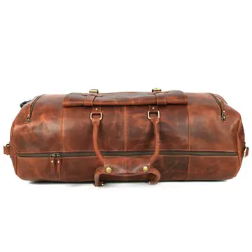 Cyrus Buffalo Leather Duffel Bag with Wheels - Image 4