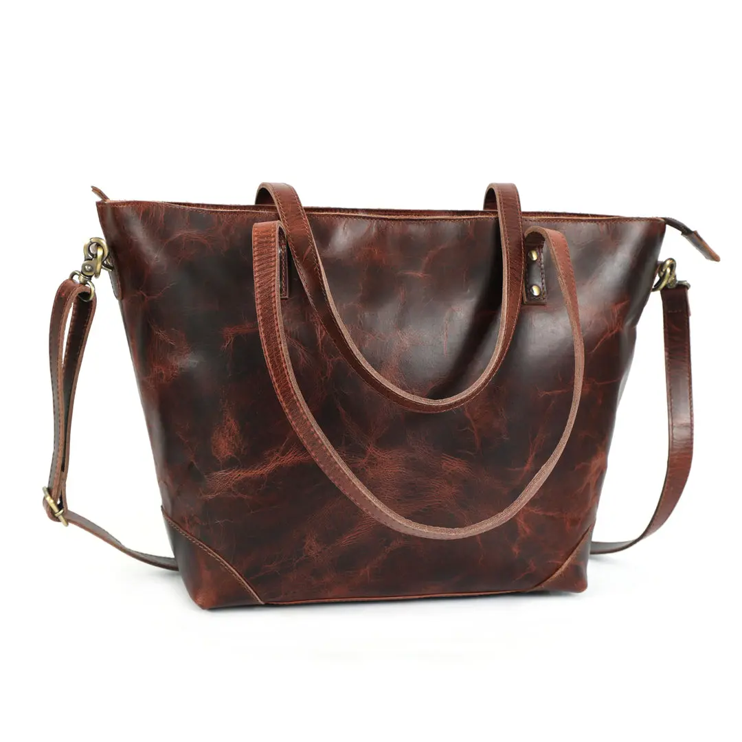 Amber Buffalo Leather Tote Bag - Image 3