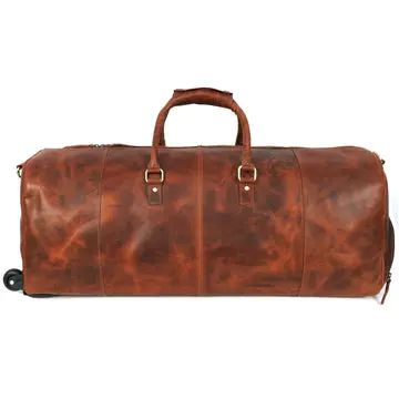 Cyrus Buffalo Leather Duffel Bag with Wheels - Image 3