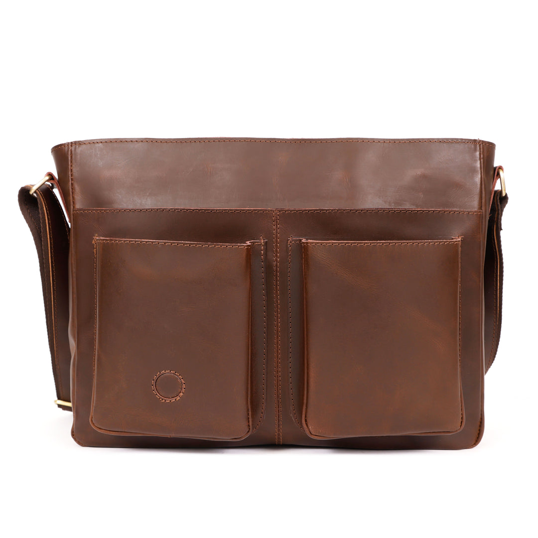 Leo Buffalo Leather Messenger Bag - Image 4