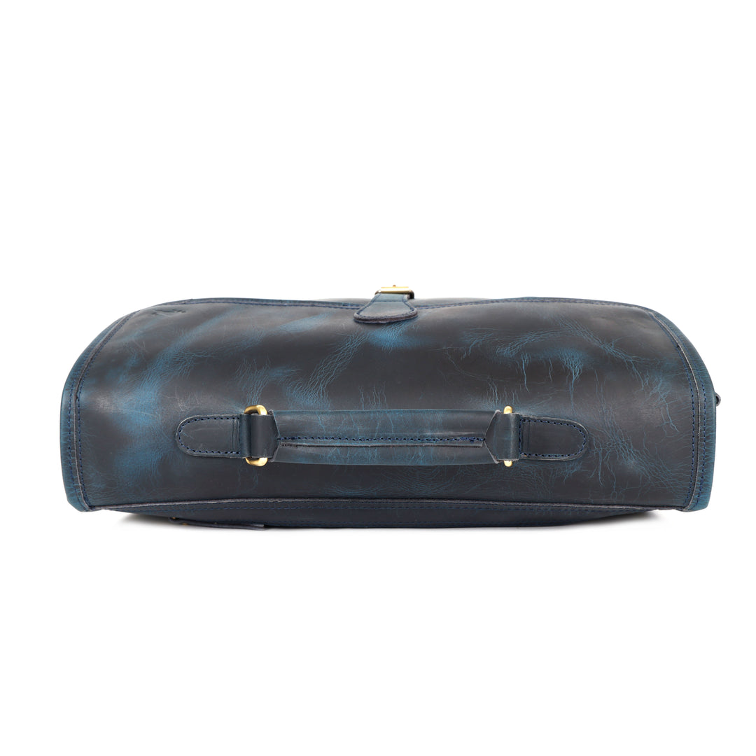 Ember Blue Leather Messenger Bag for Men - Image 6