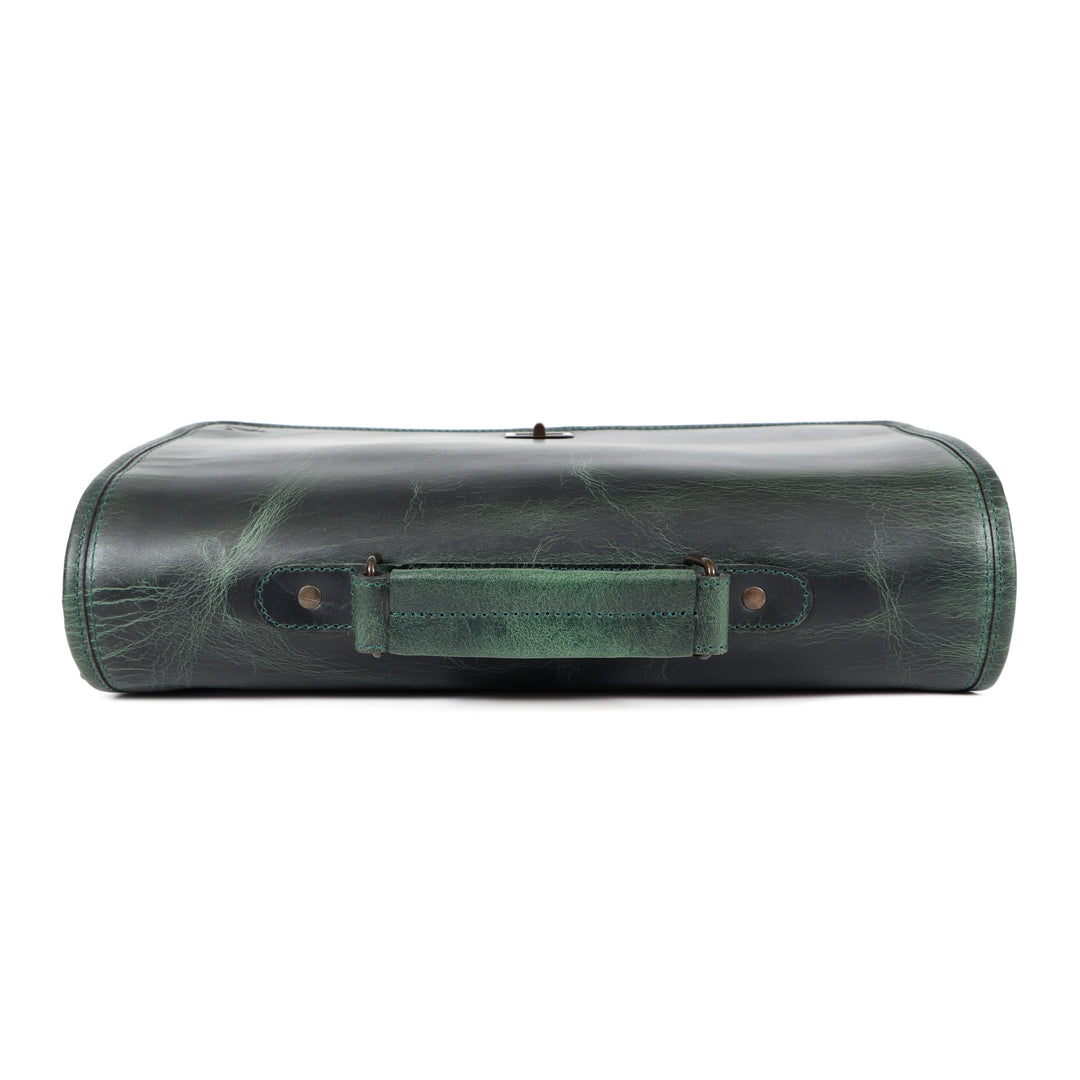 Parker Green Leather Messenger Bag for Men - Image 4