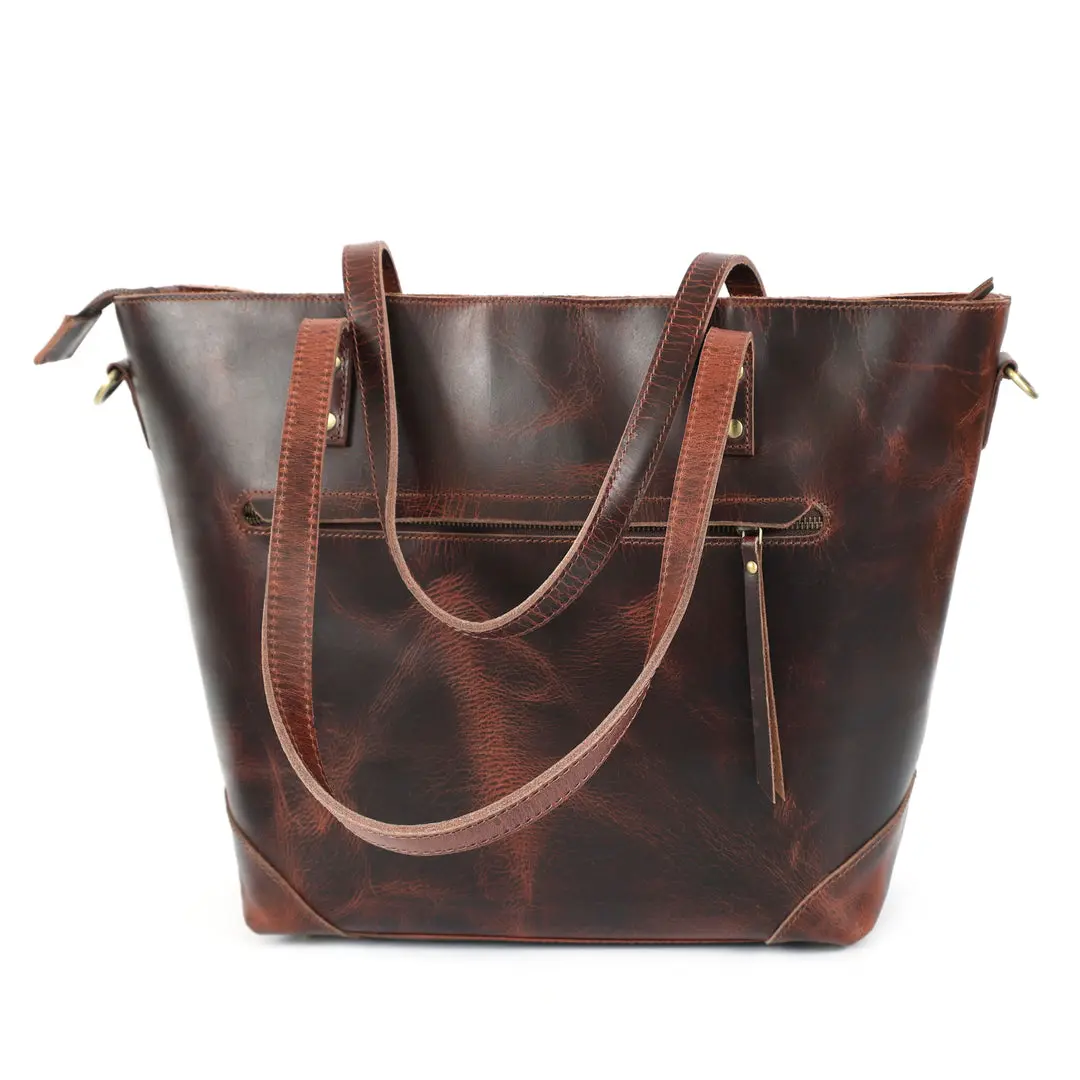 Amber Buffalo Leather Tote Bag - Image 4