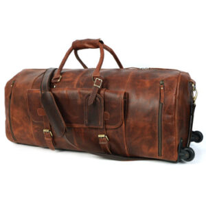 Cyrus Buffalo Leather Duffel Bag with Wheels