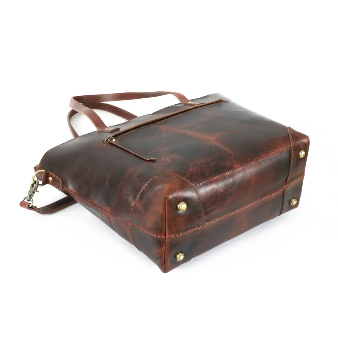 Amber Buffalo Leather Tote Bag - Image 5