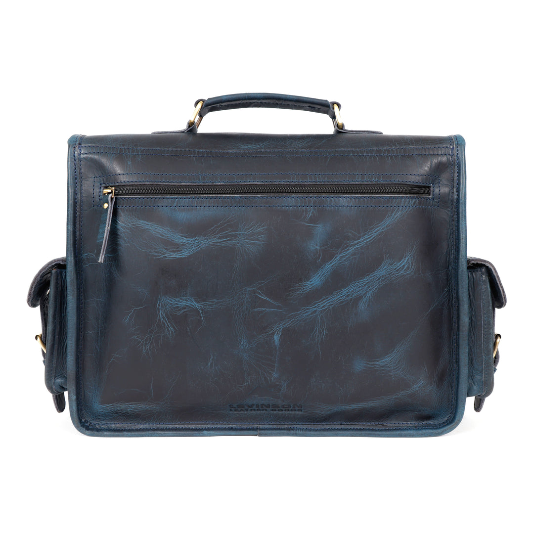 Ember Blue Leather Messenger Bag for Men - Image 3
