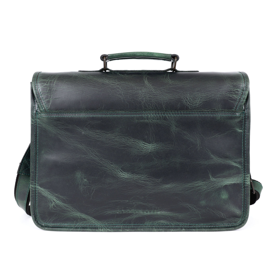 Parker Green Leather Messenger Bag for Men - Image 3