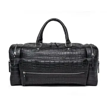 Damien Black Leather Duffel Bag for Men - Image 2