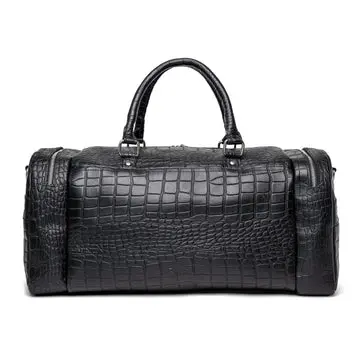 Damien Black Leather Duffel Bag for Men - Image 5