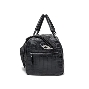 Damien Black Leather Duffel Bag for Men - Image 4