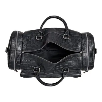 Damien Black Leather Duffel Bag for Men - Image 3