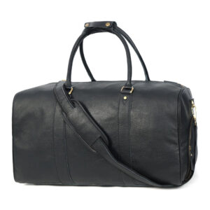 Midnight Black Leather Duffel Bag