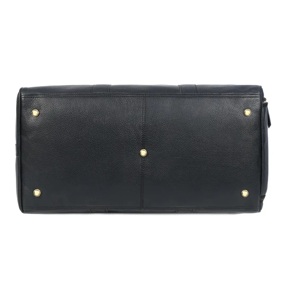 Midnight Black Leather Duffel Bag - Image 7
