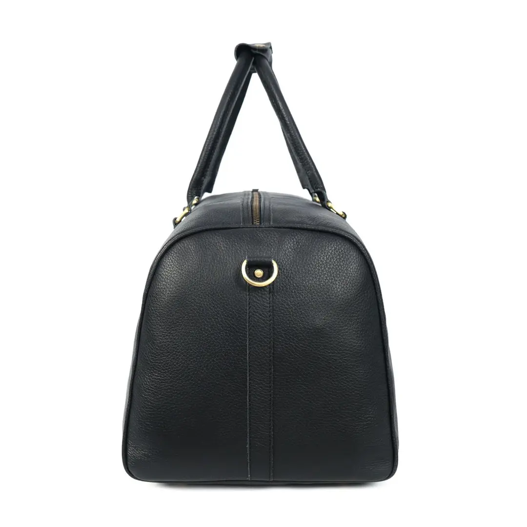 Midnight Black Leather Duffel Bag - Image 6