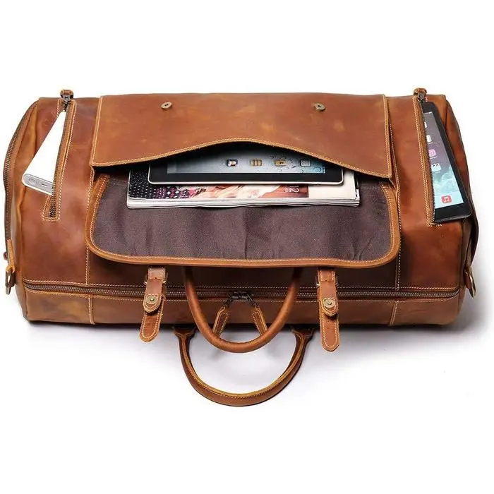 Clay Leather Duffel Bag for Men - Image 6