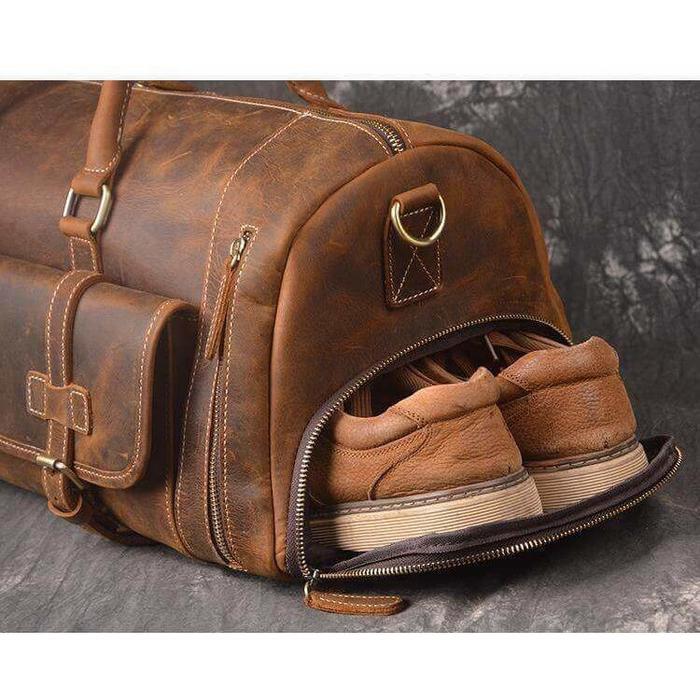 Clay Leather Duffel Bag for Men - Image 4