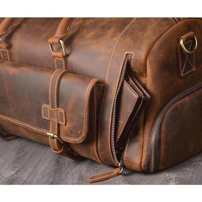 Clay Leather Duffel Bag for Men - Image 3
