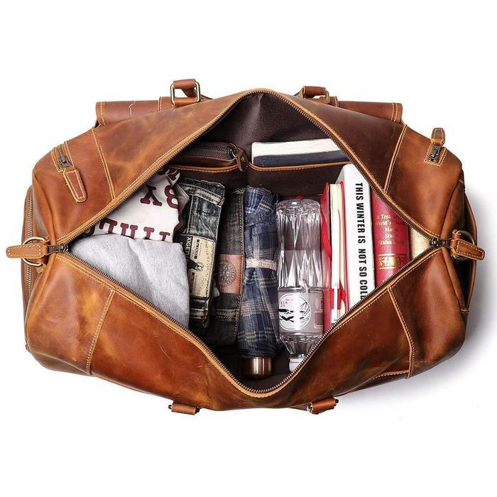 Clay Leather Duffel Bag for Men - Image 7