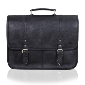 Landon Black Leather Messenger Bag