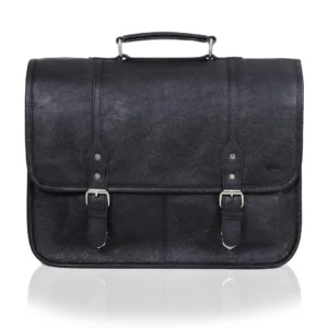 Landon Black Leather Messenger Bag