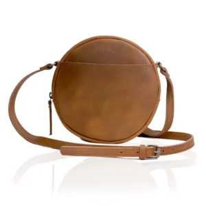 Quinn Round Circle Buffalo Leather Handbag