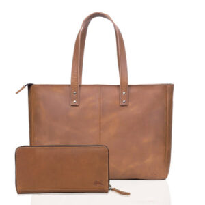 Nora Buffalo Leather Tote Bag + Wallet Set