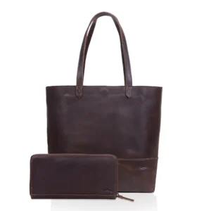 Lila Buffalo Leather Tote Bag + Wallet Set