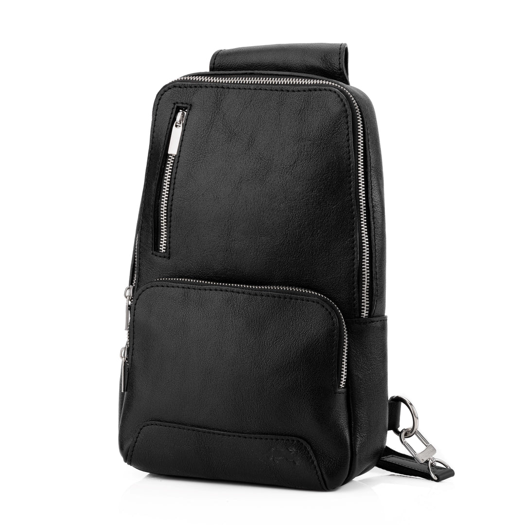 Carbon Black Leather Sling Bag - Image 3