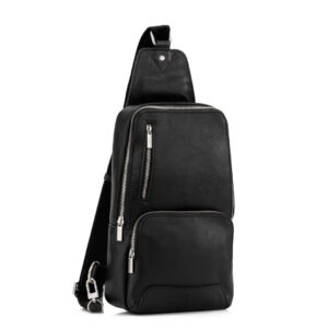 Carbon Black Leather Sling Bag