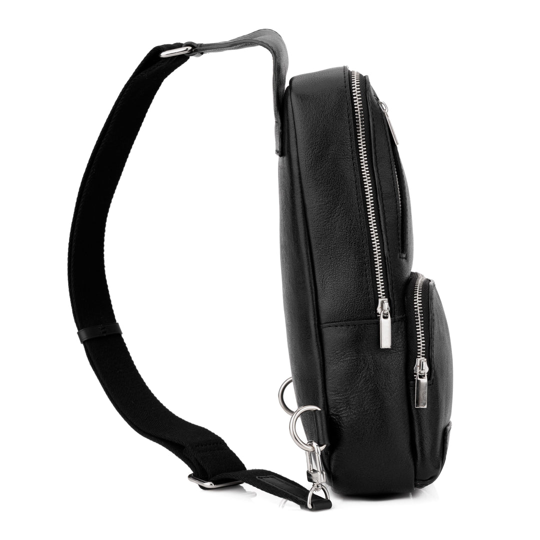 Carbon Black Leather Sling Bag - Image 5