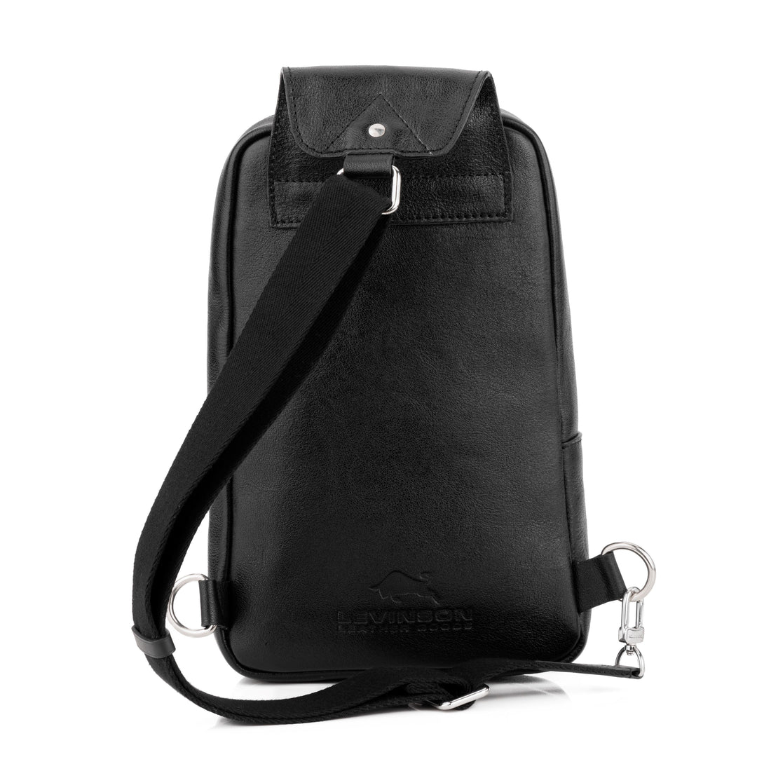 Carbon Black Leather Sling Bag - Image 4