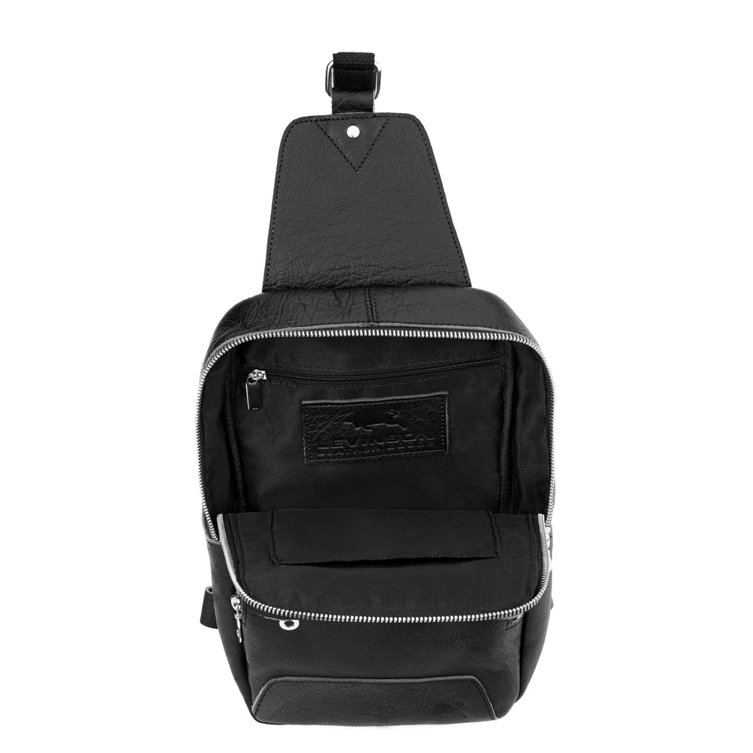 Carbon Black Leather Sling Bag - Image 6