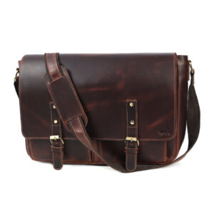 Raven Buffalo Leather Messenger Bag